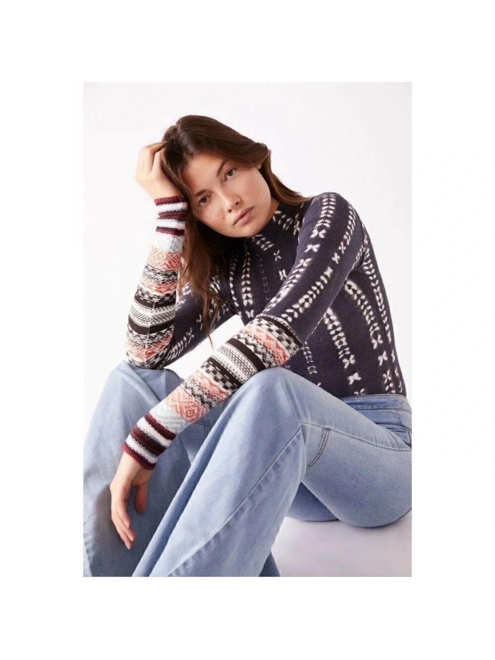 Free People Wonderful Swit Top Charcoal Combo Size‎ small
